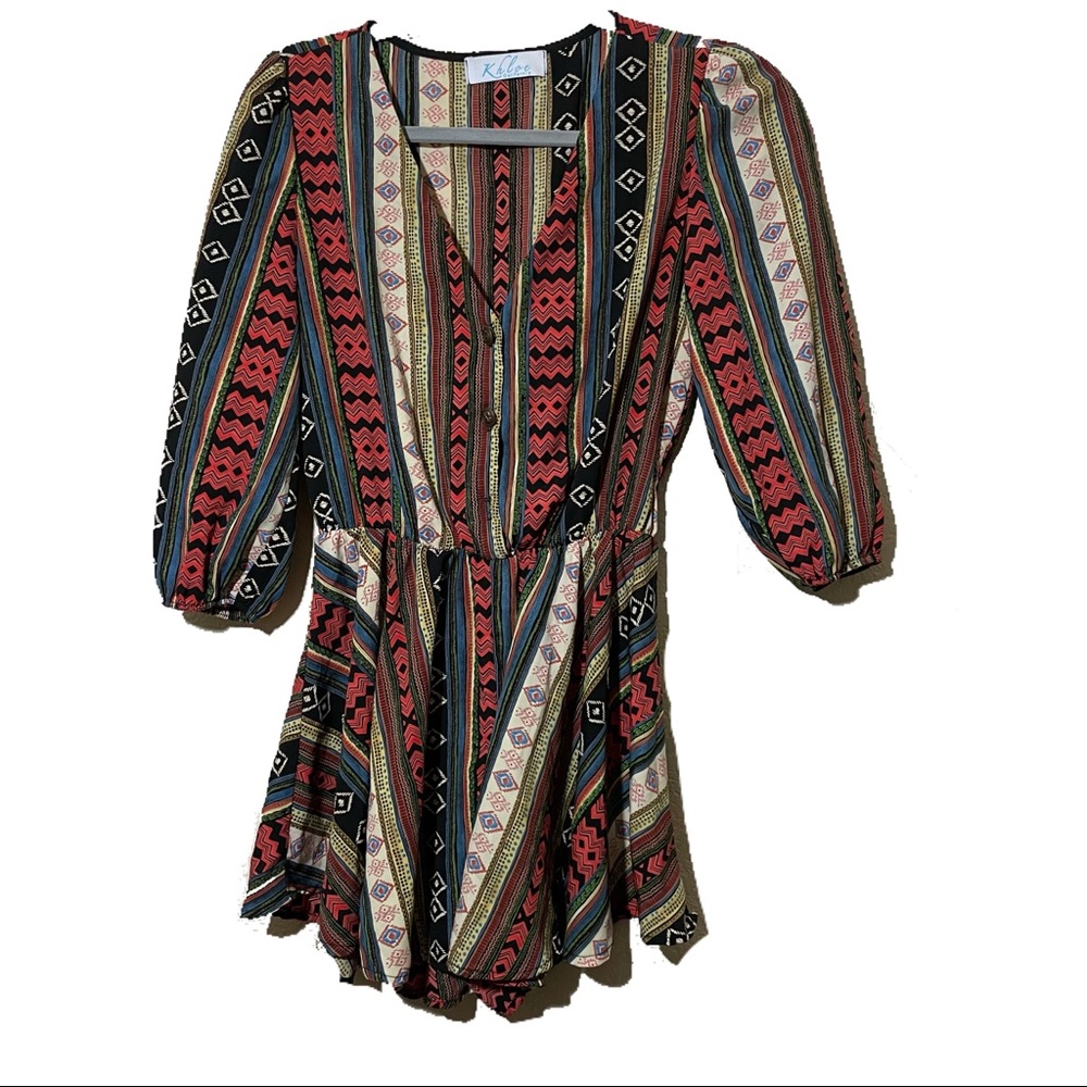Khloe California Multi-Colored Flare Romper Size S